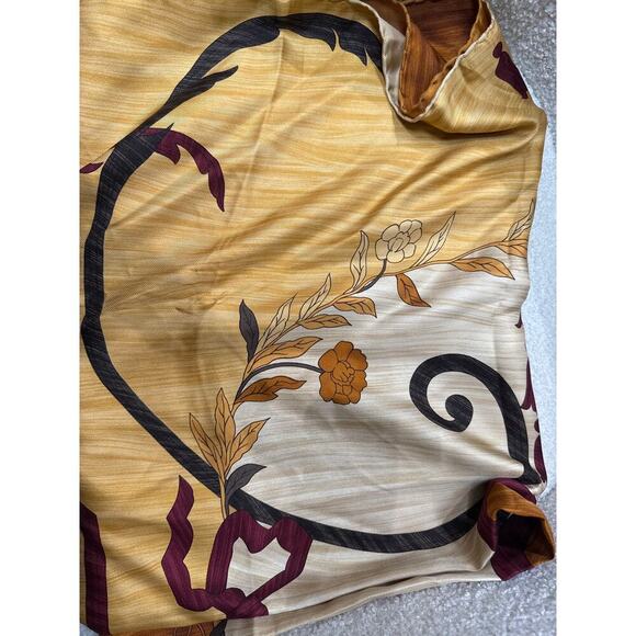 Vintage Christian Dior ScarfFloral Baroque Silk SquareBrown, Gold & Burgundy